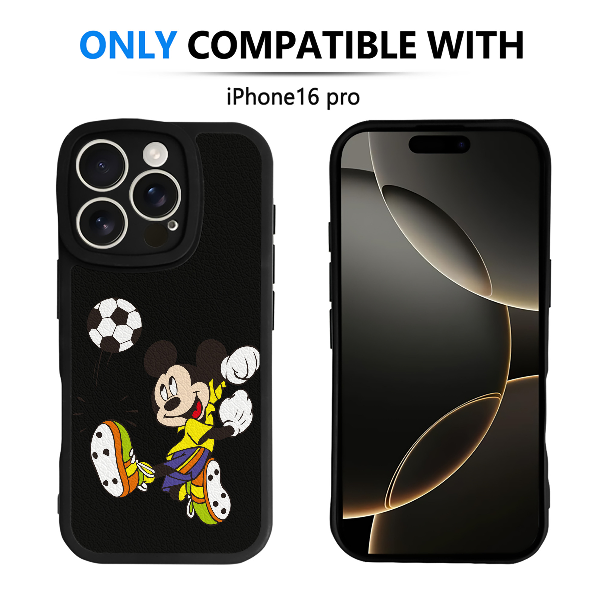 （画像用） ミッキーマウス Mickey Mouse 【iPhone 16シリーズ対応】シリコンスマホケース（レザー調） 材質：シリコン